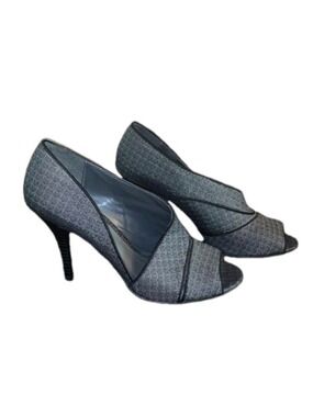 Ann Marino Metallic Fabric Open-Toe Heels Size 8